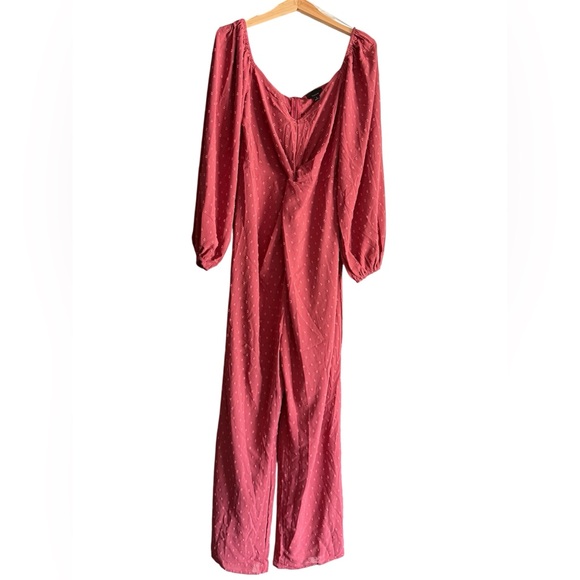 Lumiere Pants - Lumiere Burgundy Wide Leg Jumpsuit
